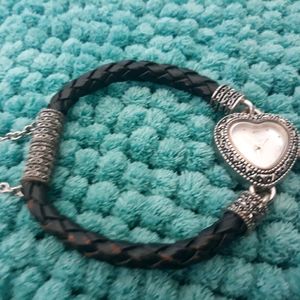 Chico's Antique SilverTone Bangle Heart Watch Twis